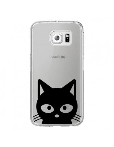 Coque Tête Chat Noir Cat Transparente pour Samsung Galaxy S6 Edge - Yohan B.