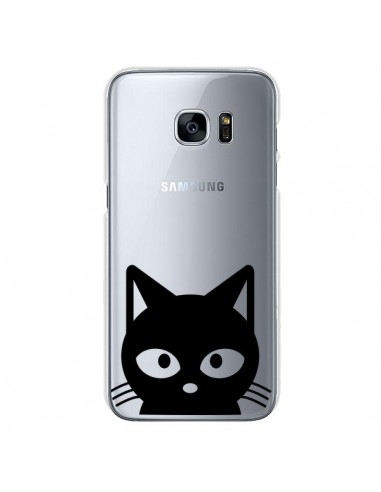 Coque Tête Chat Noir Cat Transparente pour Samsung Galaxy S7 - Yohan B.