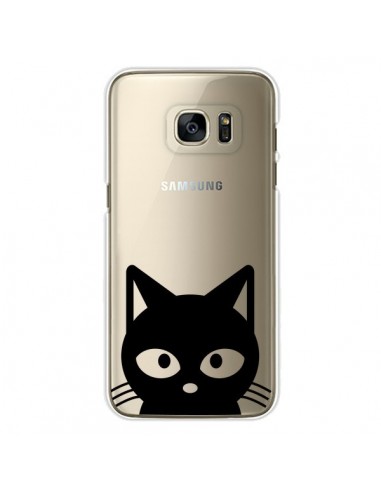 Coque Tête Chat Noir Cat Transparente pour Samsung Galaxy S7 Edge - Yohan B.
