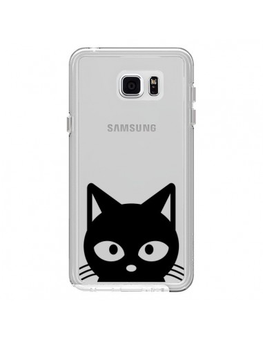 Coque Tête Chat Noir Cat Transparente pour Samsung Galaxy Note 5 - Yohan B.