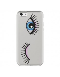 Coque iPhone 5C Eyes Oeil Yeux Bleus Transparente -  Léa...