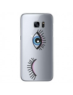 Coque Eyes Oeil Yeux Bleus Transparente pour Samsung...