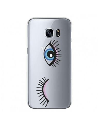 Coque Eyes Oeil Yeux Bleus Transparente pour Samsung Galaxy S7 -  Léa Clément