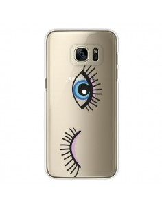 Coque Eyes Oeil Yeux Bleus Transparente pour Samsung...