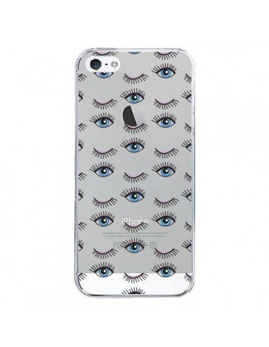 Coque iPhone 5/5S et SE Eyes Oeil Yeux Bleus Mosaïque Transparente -  Léa Clément