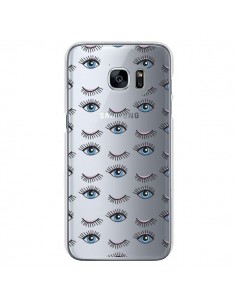 Coque Eyes Oeil Yeux Bleus Mosaïque Transparente pour...