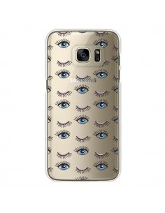 Coque Eyes Oeil Yeux Bleus Mosaïque Transparente pour...