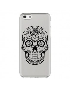 Coque iPhone 5C Tête de Mort Mexicaine Noir Transparente...