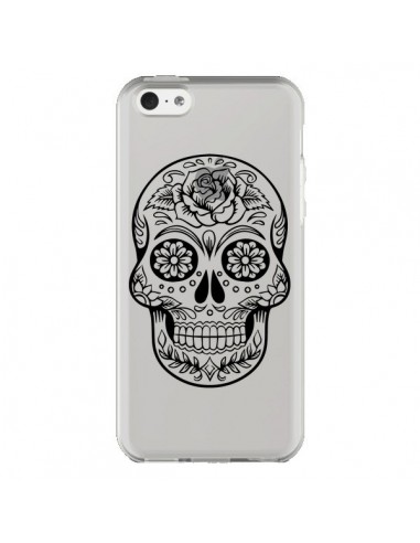 Coque iPhone 5C Tête de Mort Mexicaine Noir Transparente - Laetitia