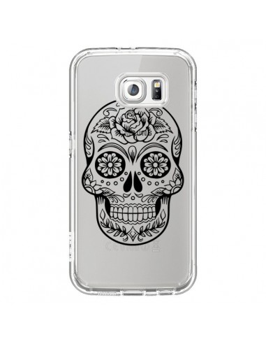 Coque Tête de Mort Mexicaine Noir Transparente pour Samsung Galaxy S6 - Laetitia