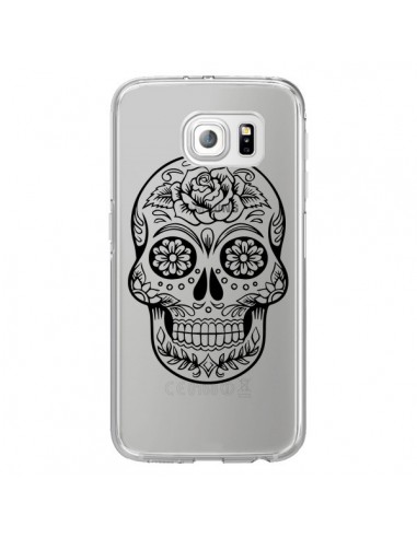 Coque Tête de Mort Mexicaine Noir Transparente pour Samsung Galaxy S6 Edge - Laetitia