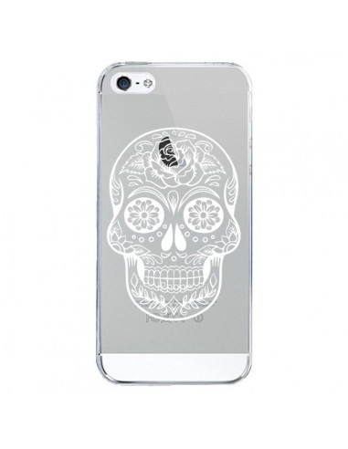 Coque iPhone 5/5S et SE Tête de Mort Mexicaine Blanche Transparente - Laetitia