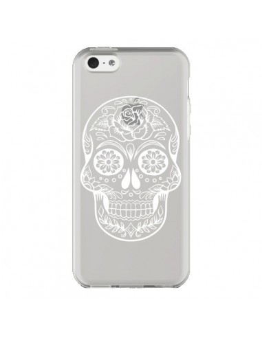Coque iPhone 5C Tête de Mort Mexicaine Blanche Transparente - Laetitia