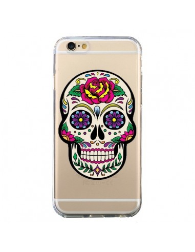 Coque iPhone 6 et 6S Tête de Mort Mexicaine Fleurs Transparente - Laetitia