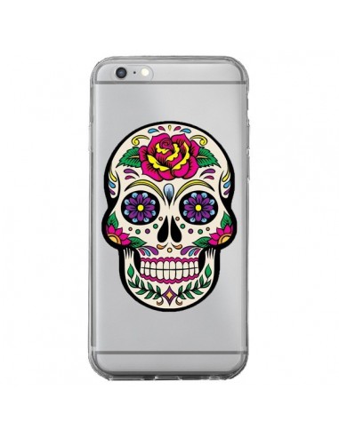 Coque iPhone 6 Plus et 6S Plus Tête de Mort Mexicaine Fleurs Transparente - Laetitia