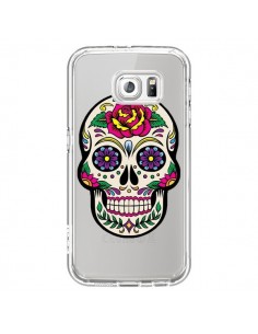 Coque Tête de Mort Mexicaine Fleurs Transparente pour...