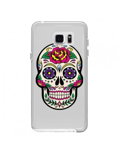 Coque Tête de Mort Mexicaine Fleurs Transparente pour Samsung Galaxy Note 5 - Laetitia