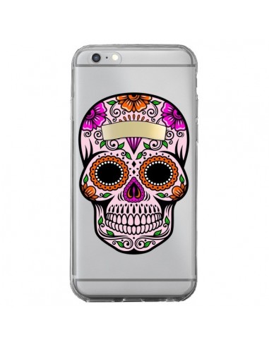 Coque iPhone 6 Plus et 6S Plus Tête de Mort Mexicaine Noir Rose Transparente - Laetitia