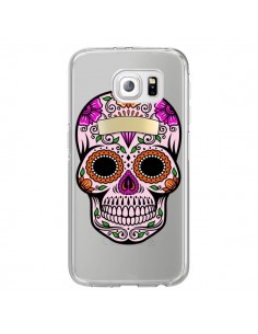 Coque Tête de Mort Mexicaine Noir Rose Transparente pour...