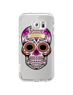 Coque Tête de Mort Mexicaine Noir Rose Transparente pour...