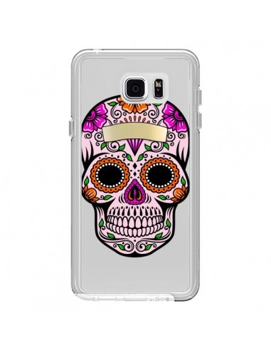 Coque Tête de Mort Mexicaine Noir Rose Transparente pour Samsung Galaxy Note 5 - Laetitia