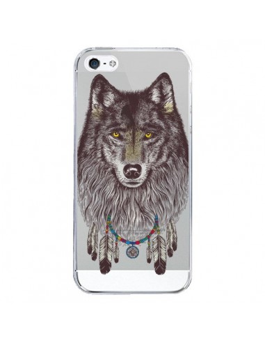 Coque iPhone 5/5S et SE Loup Wolf Attrape Reves Transparente - Rachel Caldwell
