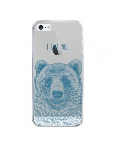 Coque iPhone 5/5S et SE I Love You Bear Ours Ourson Transparente - Rachel Caldwell