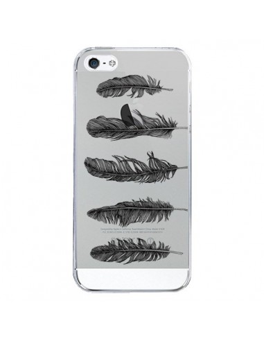 Coque iPhone 5/5S et SE Plume Feather Noir Transparente - Rachel Caldwell