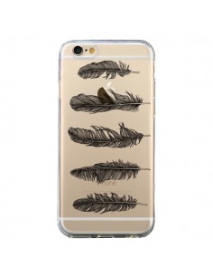 Coque iPhone 6 et 6S Plume Feather Noir Transparente -...