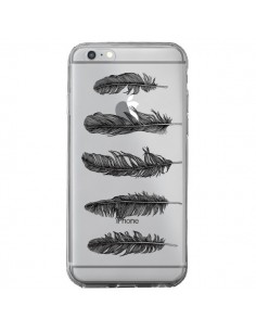 Coque iPhone 6 Plus et 6S Plus Plume Feather Noir...