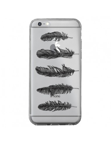 Coque iPhone 6 Plus et 6S Plus Plume Feather Noir Transparente - Rachel Caldwell