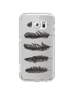 Coque Plume Feather Noir Transparente pour Samsung Galaxy...