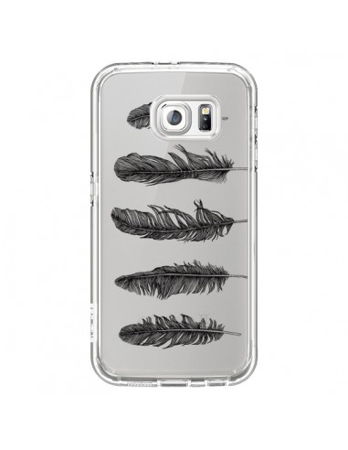 Coque Plume Feather Noir Transparente pour Samsung Galaxy S6 - Rachel Caldwell