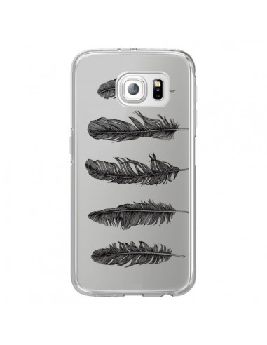 Coque Plume Feather Noir Transparente pour Samsung Galaxy S6 Edge - Rachel Caldwell