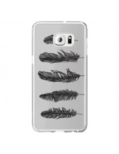 Coque Plume Feather Noir Transparente pour Samsung Galaxy...