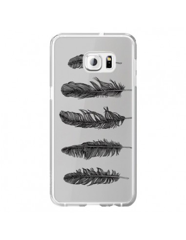 Coque Plume Feather Noir Transparente pour Samsung Galaxy S6 Edge Plus - Rachel Caldwell