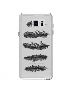 Coque Plume Feather Noir Transparente pour Samsung Galaxy...