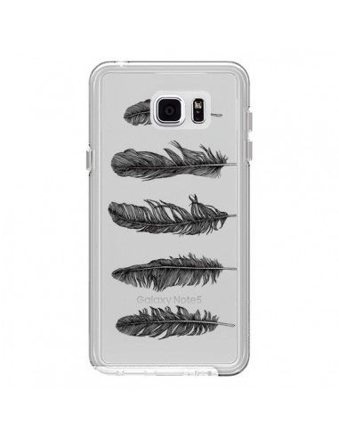 Coque Plume Feather Noir Transparente pour Samsung Galaxy Note 5 - Rachel Caldwell
