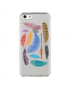 Coque iPhone 5C Plume Feather Couleur Transparente -...