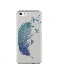 Coque iPhone 5C Plume Feather Fly Away Transparente -...