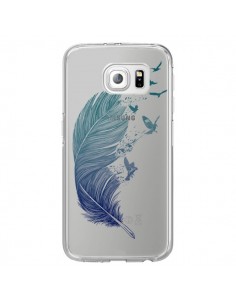 Coque Plume Feather Fly Away Transparente pour Samsung...