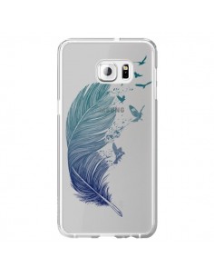 Coque Plume Feather Fly Away Transparente pour Samsung...