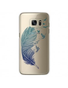Coque Plume Feather Fly Away Transparente pour Samsung...