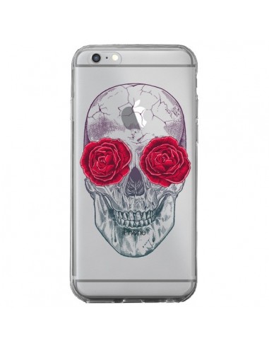 Coque iPhone 6 Plus et 6S Plus Tête de Mort Rose Fleurs Transparente - Rachel Caldwell