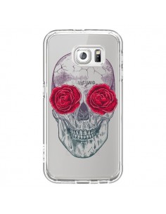 Coque Tête de Mort Rose Fleurs Transparente pour Samsung...