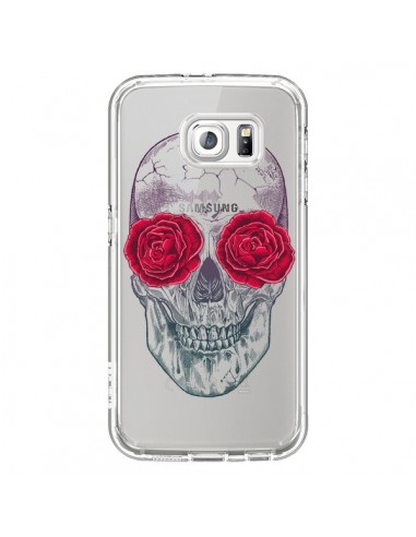 Coque Tête de Mort Rose Fleurs Transparente pour Samsung Galaxy S6 - Rachel Caldwell