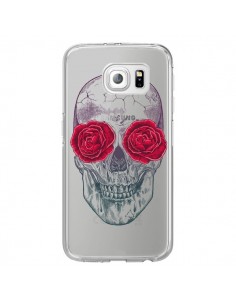 Coque Tête de Mort Rose Fleurs Transparente pour Samsung...