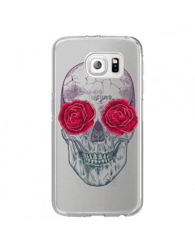 Coque Tête de Mort Rose Fleurs Transparente pour Samsung Galaxy S6 Edge - Rachel Caldwell