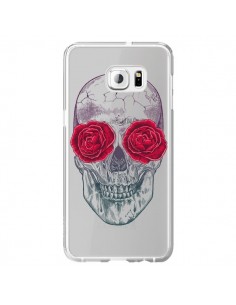 Coque Tête de Mort Rose Fleurs Transparente pour Samsung...
