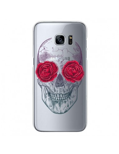 Coque Tête de Mort Rose Fleurs Transparente pour Samsung Galaxy S7 - Rachel Caldwell